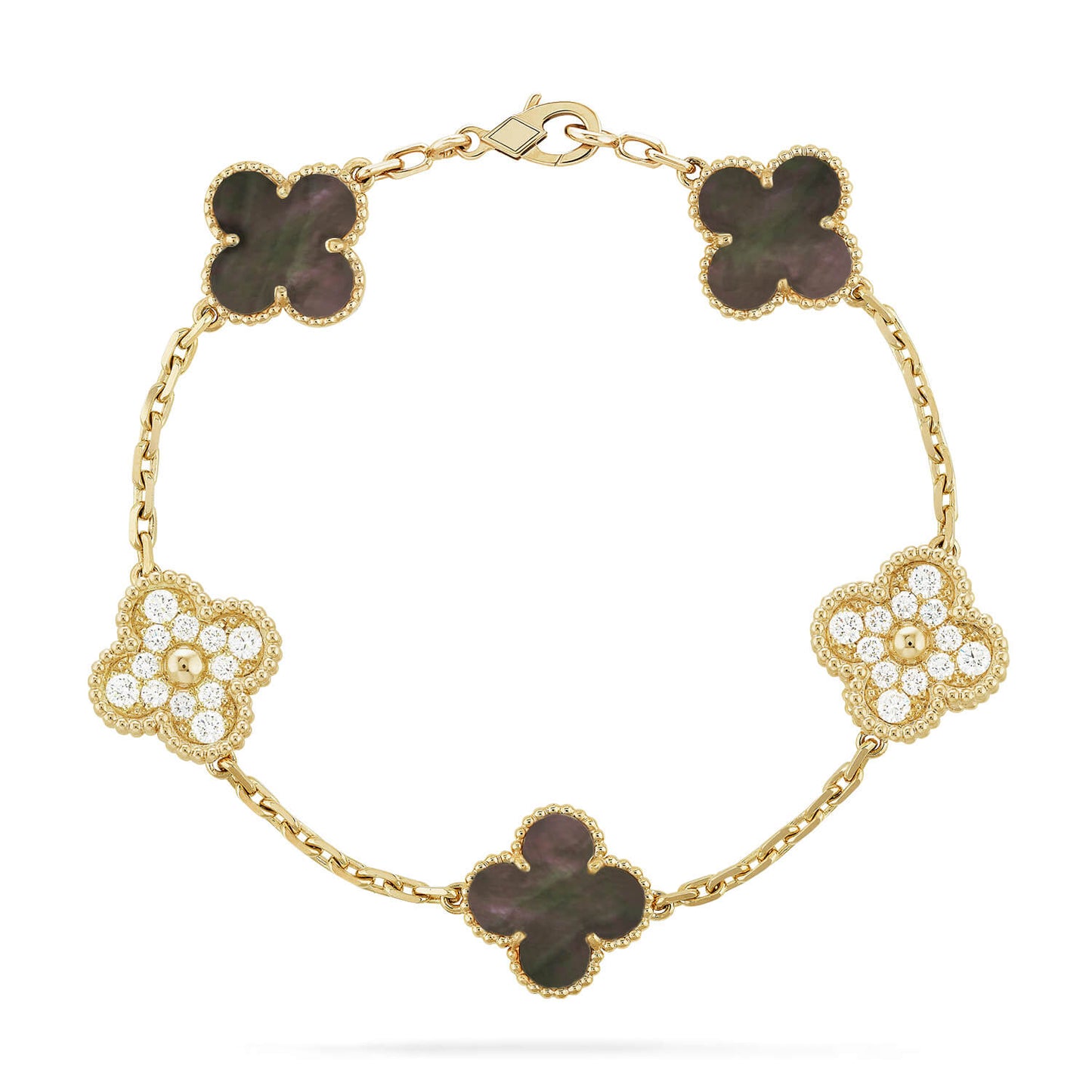 [Angela Jewellery]CLOVER 5 MOTIF GRAY MOP DIAMOND BRACELET