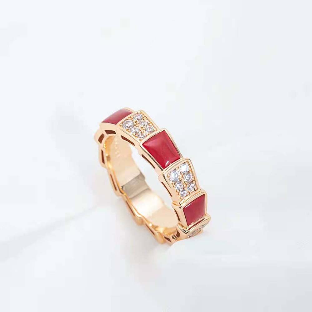 [Angela Jewellery]SERPENTI RING PINK GOLD CARNELIAN DIAMOND PAVED 4MM