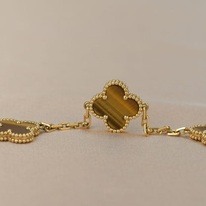 [Angela Jewellery]CLOVER  5 MOTIFS TIGER EYE BRACELET