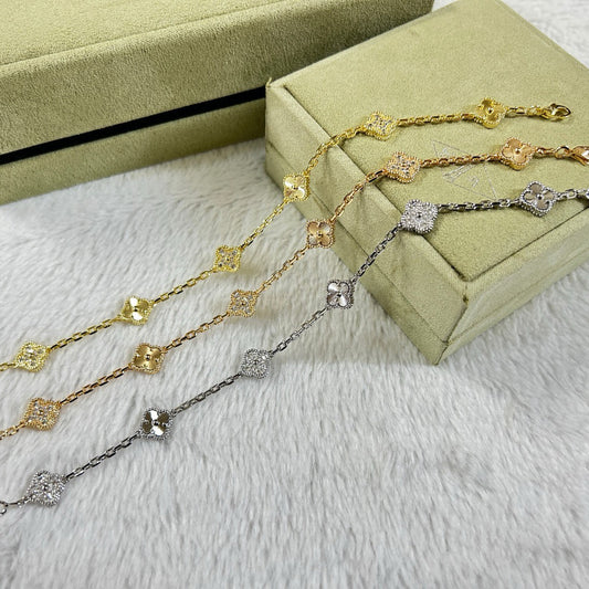 [Angela Jewellery]CLOVER 6 MOTIF DIAMOND LASER BRACELET