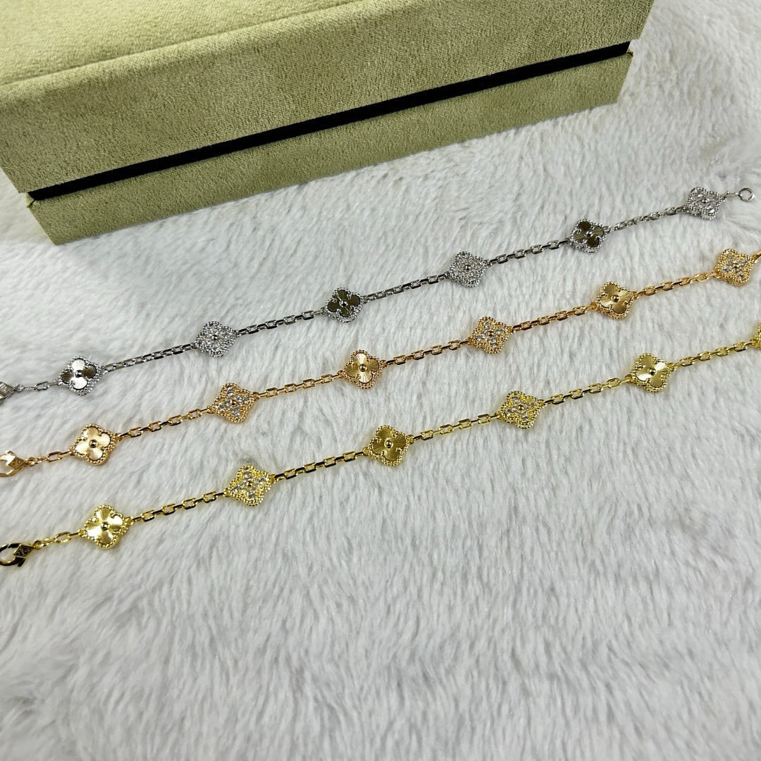[Angela Jewellery]CLOVER 6 MOTIF DIAMOND LASER BRACELET