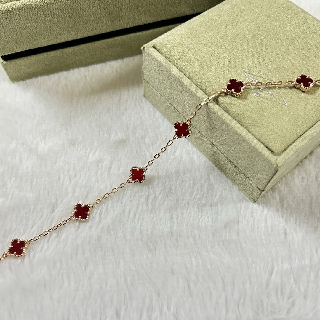 [Angela Jewellery]CLOVER 6 MOTIF RED AGATE BRACELET