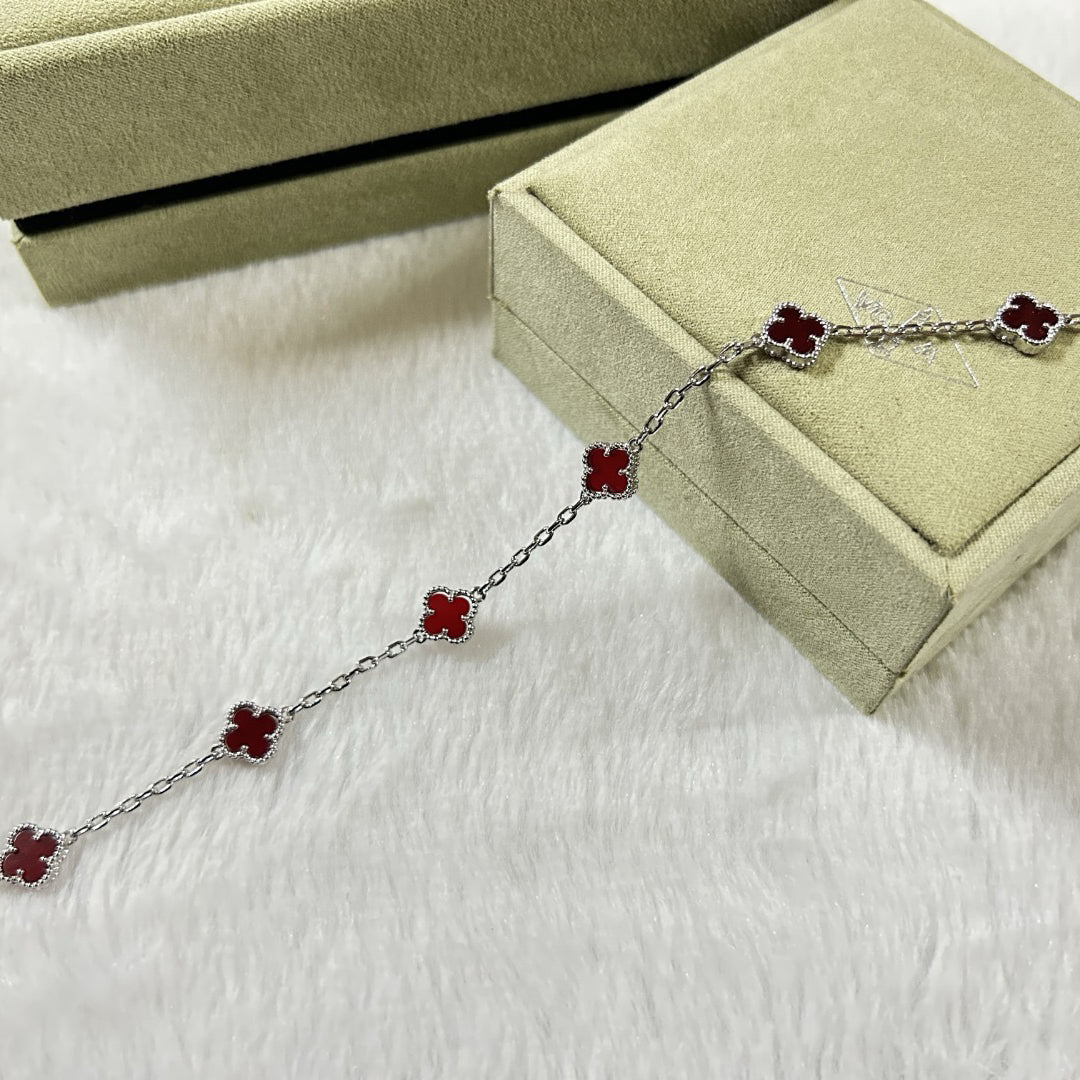 [Angela Jewellery]CLOVER 6 MOTIF RED AGATE BRACELET