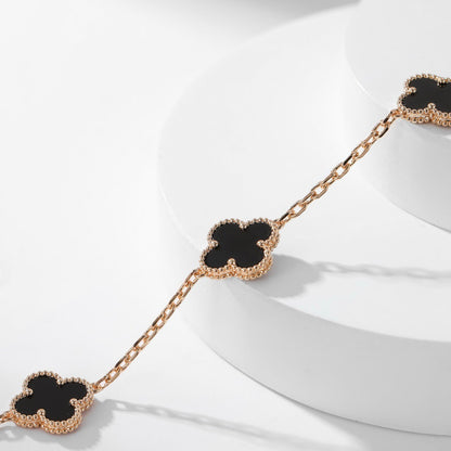 [Angela Jewellery]CLOVER 10 MOTIFS ONYX NECKLACE