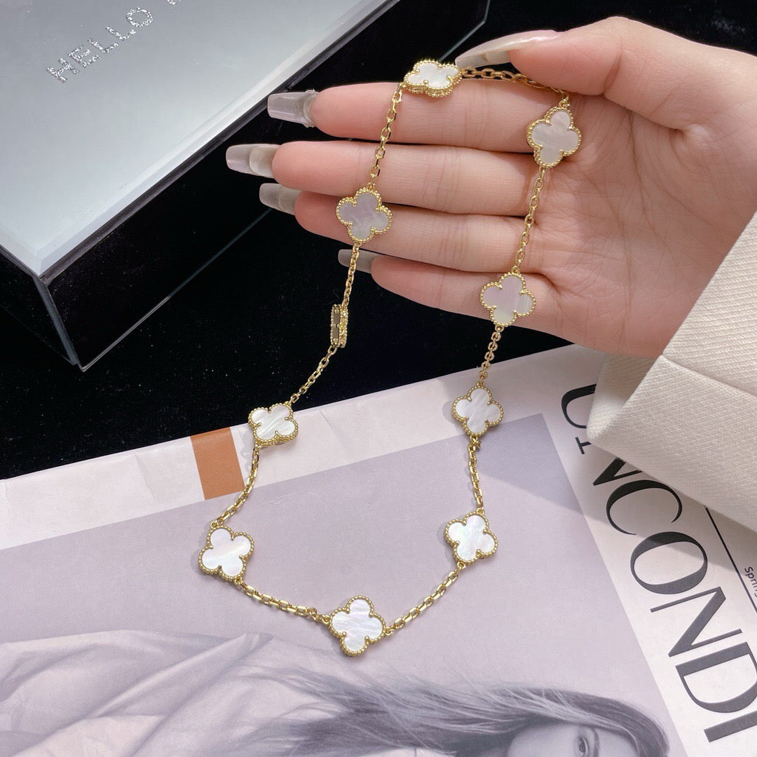 [Angela Jewellery]CLOVER 10 MOTIFS WHITE MOTHER OF PEARL NECKLACE
