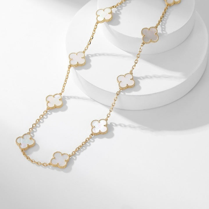 [Angela Jewellery]CLOVER 10 MOTIFS WHITE MOTHER OF PEARL NECKLACE