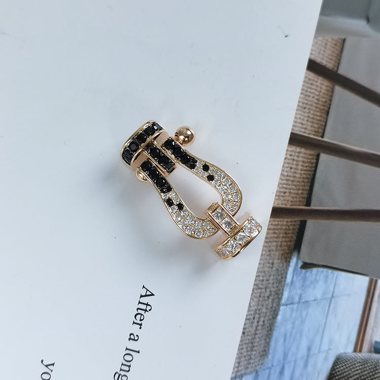 [Angela Jewellery]FORCE LARGE HORSESHOE BLACK WHITE DIAMOND BRACELET ROSE GOLD