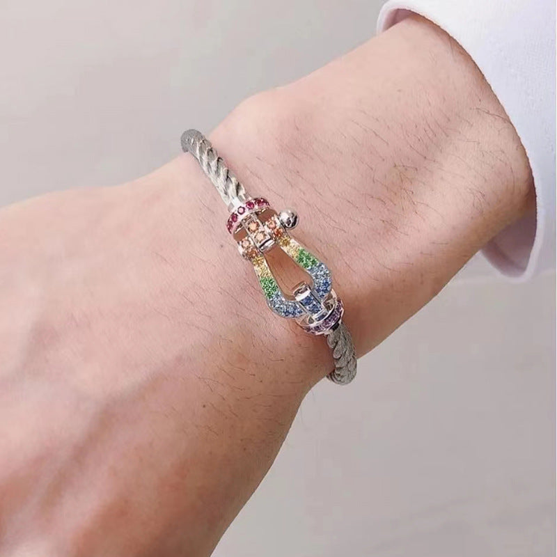 [Angela Jewellery]FORCE LARGE HORSESHOE  COLORED DIAMOND BRACELET ROSE GOLD