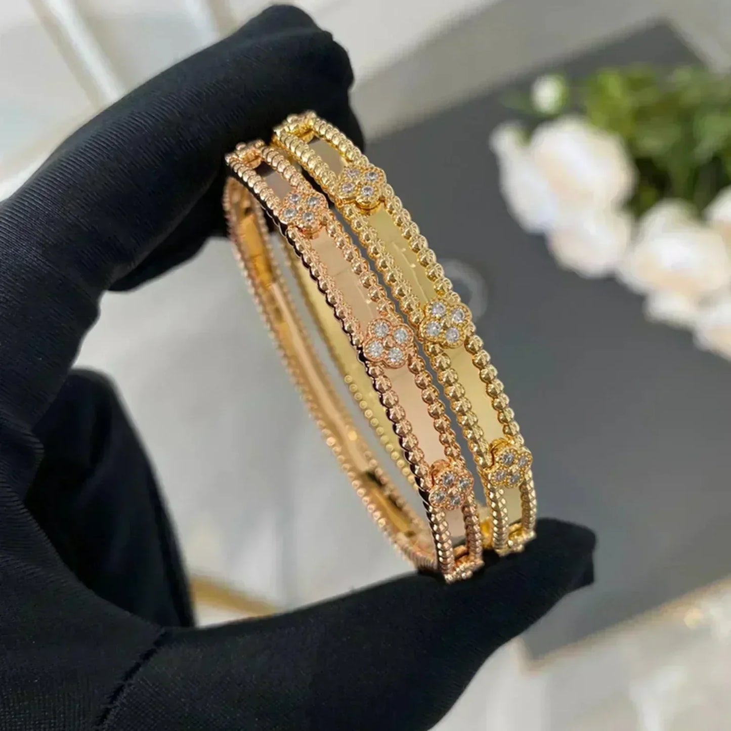 [Angela Jewellery]CLOVER BRACELET 4MM DIAMONDS