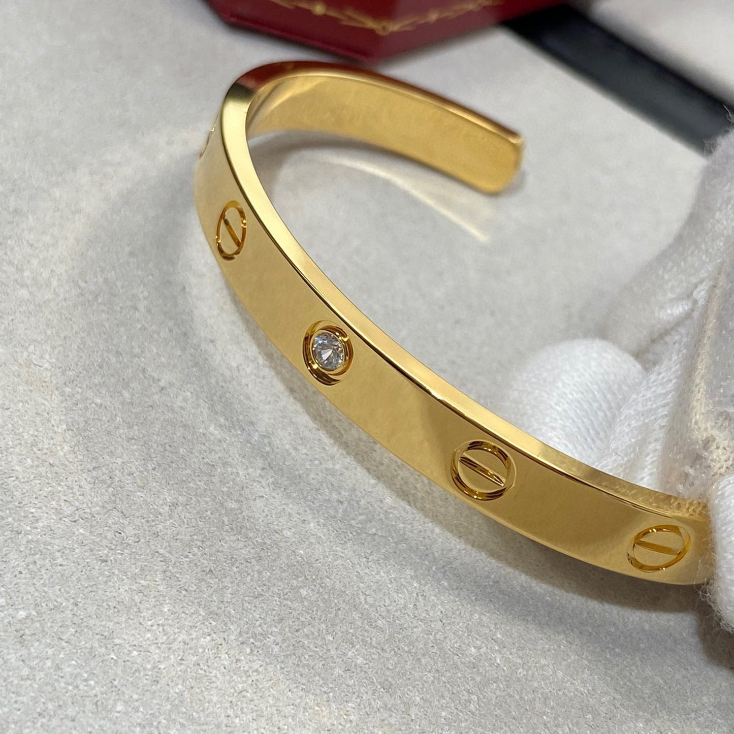[Angela Jewellery]LOVE BRACELET 6.1MM 1 DIAMOND OPEN CUFF