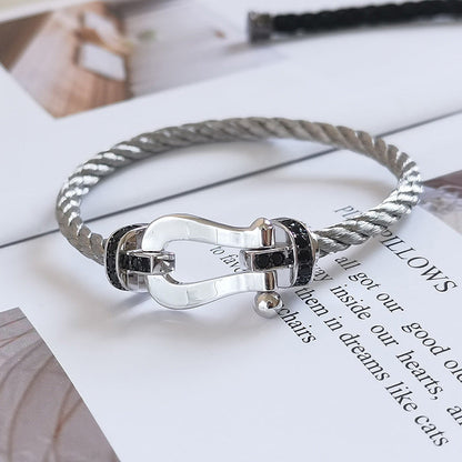 [Angela Jewellery]FORCE LARGE HORSESHOE BLACK DIAMOND BRACELET SILVER