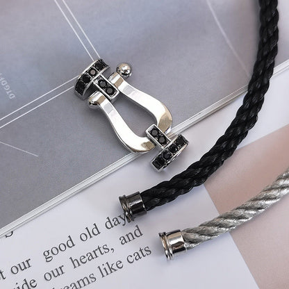 [Angela Jewellery]FORCE LARGE HORSESHOE BLACK DIAMOND BRACELET SILVER