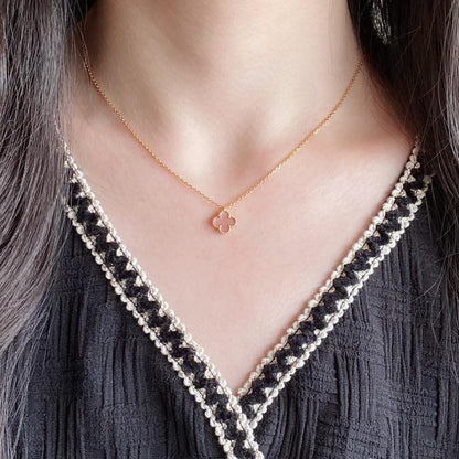 [Angela Jewellery]CLOVER 15MM PINK MOTHER-OF-PEARL SINGLE FLOWER NECKLACE