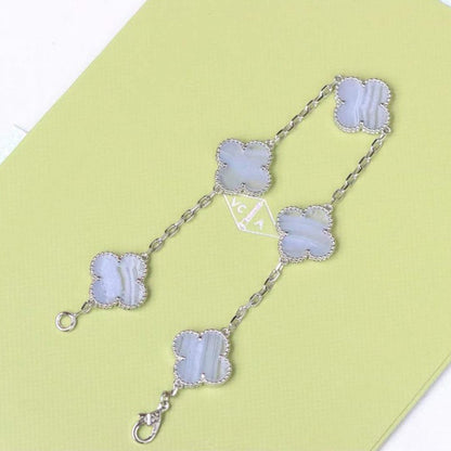 [Angela Jewellery]CLOVER  5 MOTIF PURPLE CHALCEDONY BRACELET SILVER