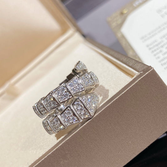 [Angela Jewellery]SERPENTI DOUBLE RING SILVER DIAMOND PAVED
