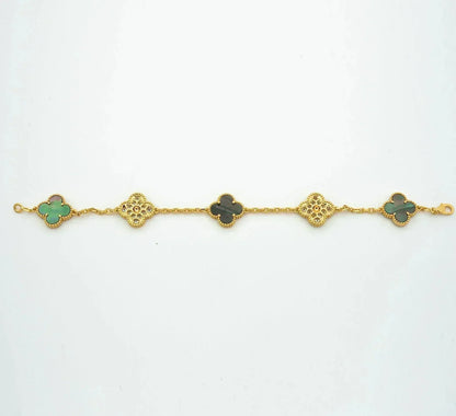 [Angela Jewellery]CLOVER 5 MOTIF GRAY MOP DIAMOND BRACELET