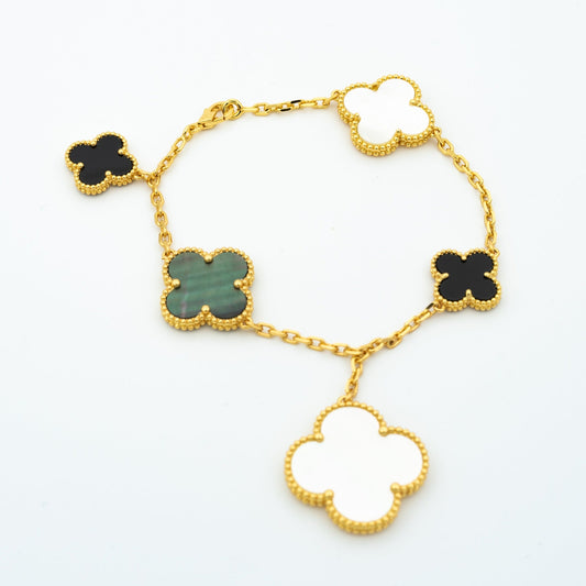 [Angela Jewellery]CLOVER BRACELET 5 MOTIFS ONYX MOP