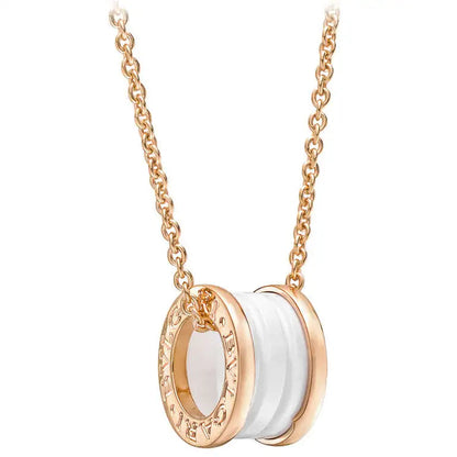 [Angela Jewellery]ZERO 1 WHITE CERAMIC PINK GOLD DIAMOND NECKLACE