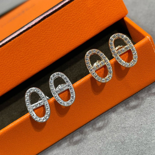 [Angela Jewellery]HM FULL DIAMOND PIG NOSE STUD EARRINGS