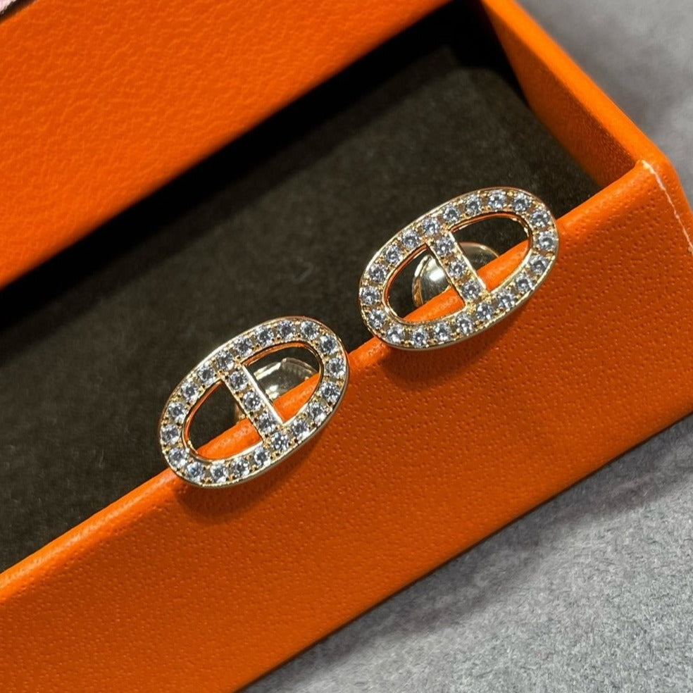 [Angela Jewellery]HM FULL DIAMOND PIG NOSE STUD EARRINGS