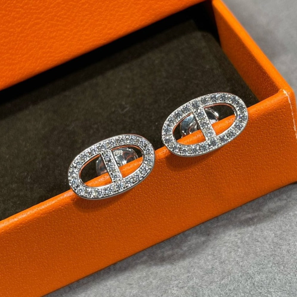 [Angela Jewellery]HM FULL DIAMOND PIG NOSE STUD EARRINGS