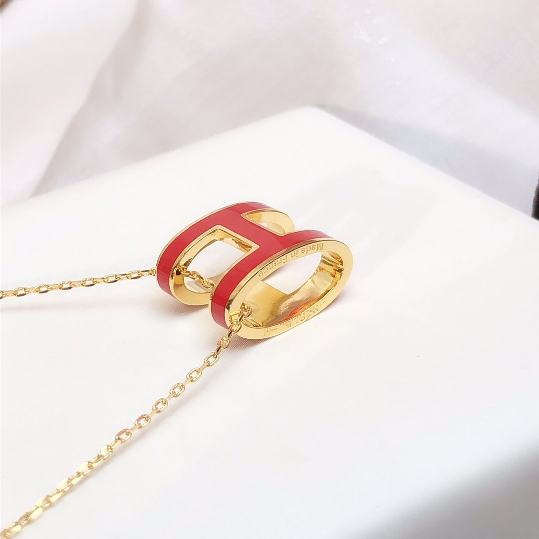 [Angela Jewellery]HM CLIC RED ENAMEL GOLD NECKLACE