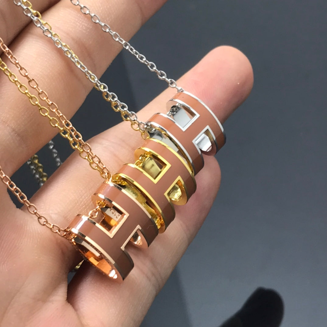[Angela Jewellery]H NECKLACE BROWN