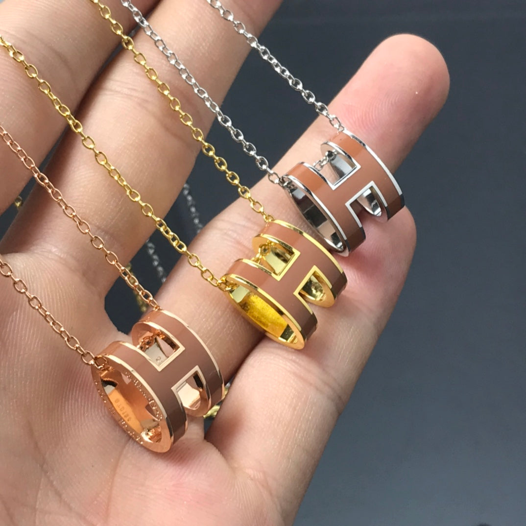 [Angela Jewellery]H NECKLACE BROWN