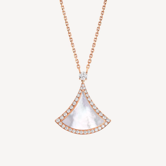 [Angela Jewellery]DREAM MOP DIAMOND PAVED PINK GOLD NECKLACE