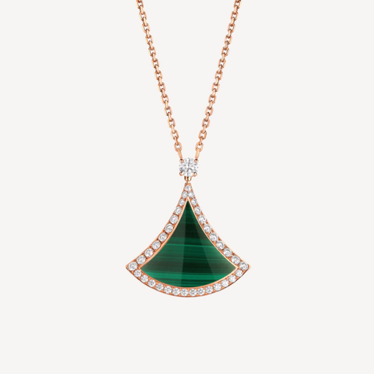 [Angela Jewellery]DREAM MALACHITE DIAMOND PAVED PINK GOLD NECKLACE