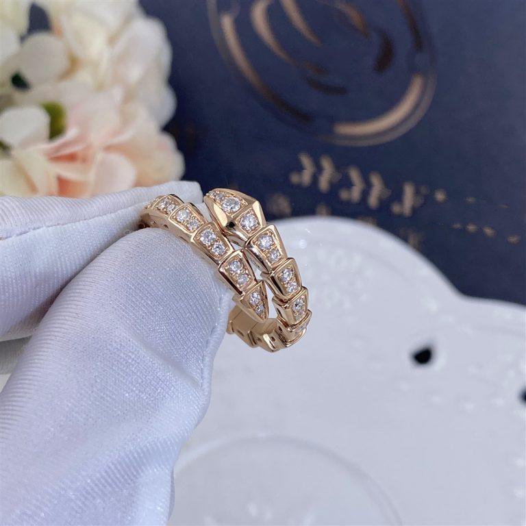 [Angela Jewellery]SERPENTI RING PINK GOLD DIAMOND PAVED 4MM