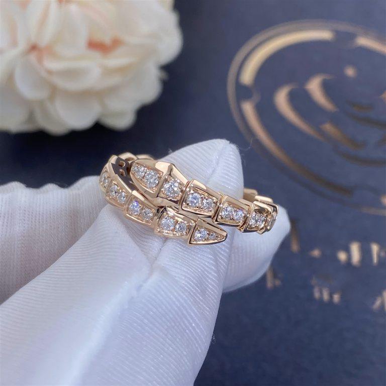 [Angela Jewellery]SERPENTI RING PINK GOLD DIAMOND PAVED 4MM