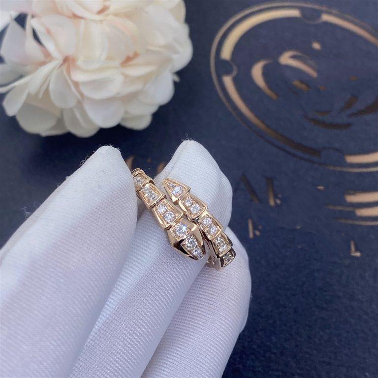 [Angela Jewellery]SERPENTI RING PINK GOLD DIAMOND PAVED 4MM
