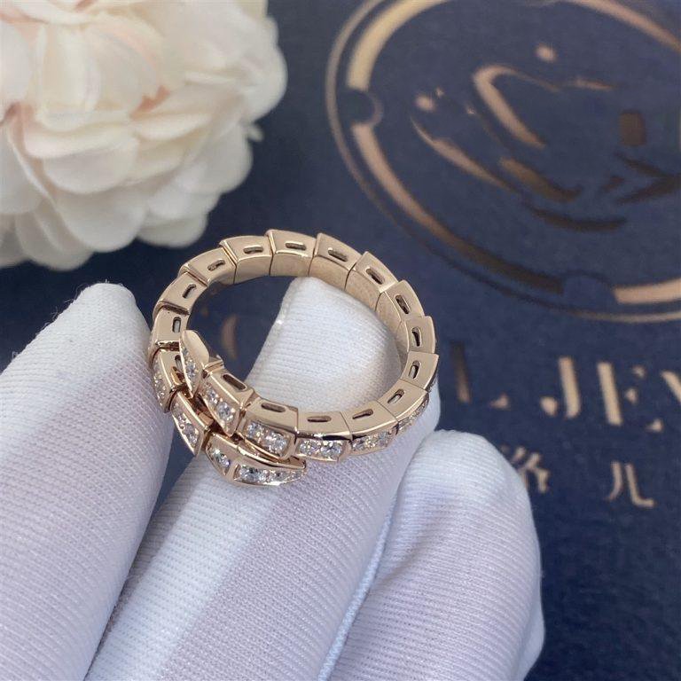 [Angela Jewellery]SERPENTI RING PINK GOLD DIAMOND PAVED 4MM