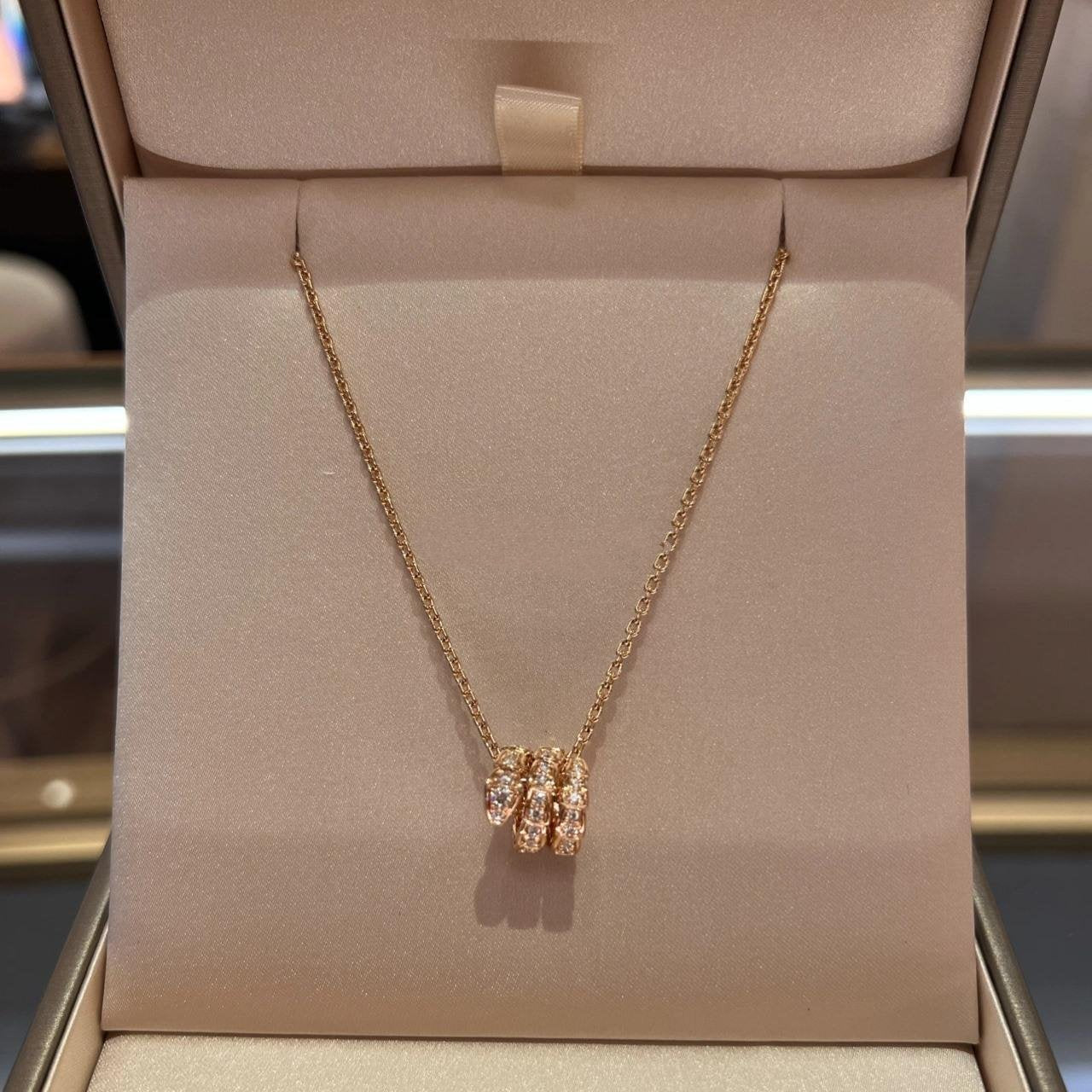 [Angela Jewellery]SERPENTI PINK GOLD NECKLACE DOUBLE RING DIAMOND