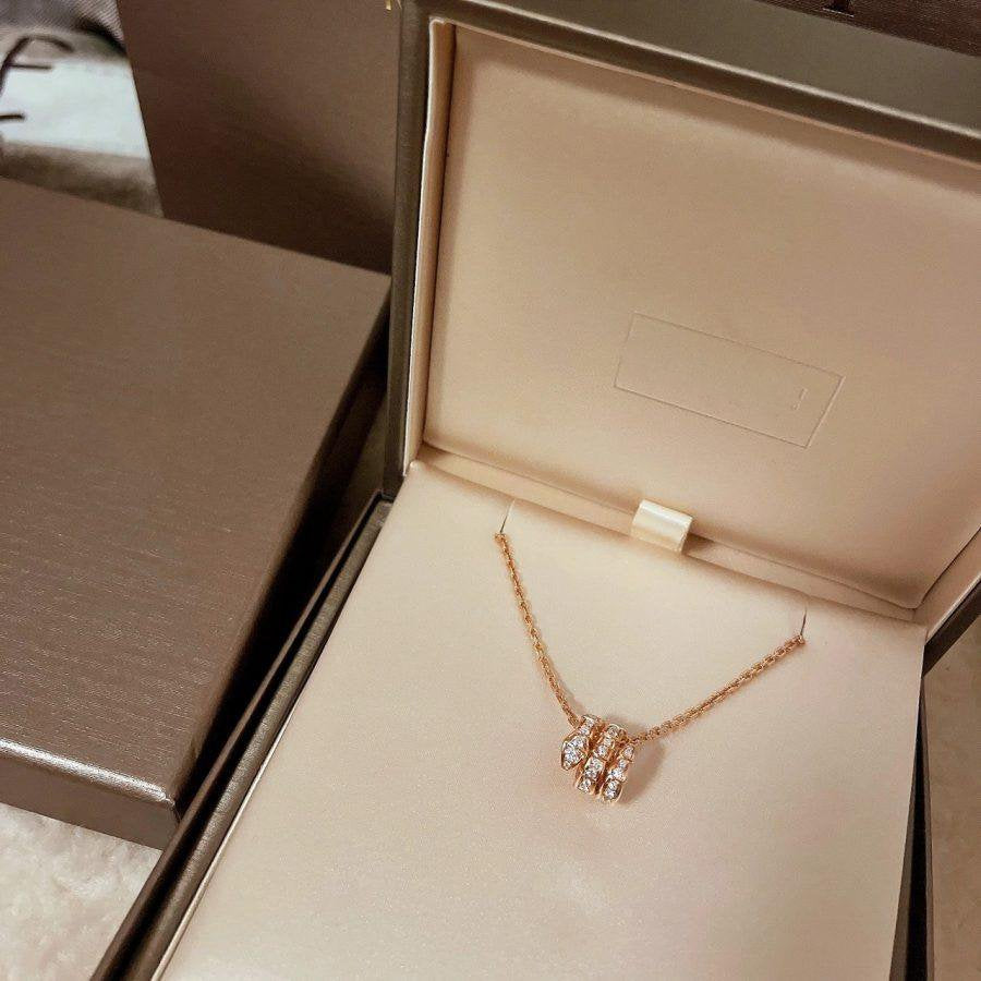 [Angela Jewellery]SERPENTI PINK GOLD NECKLACE DOUBLE RING DIAMOND