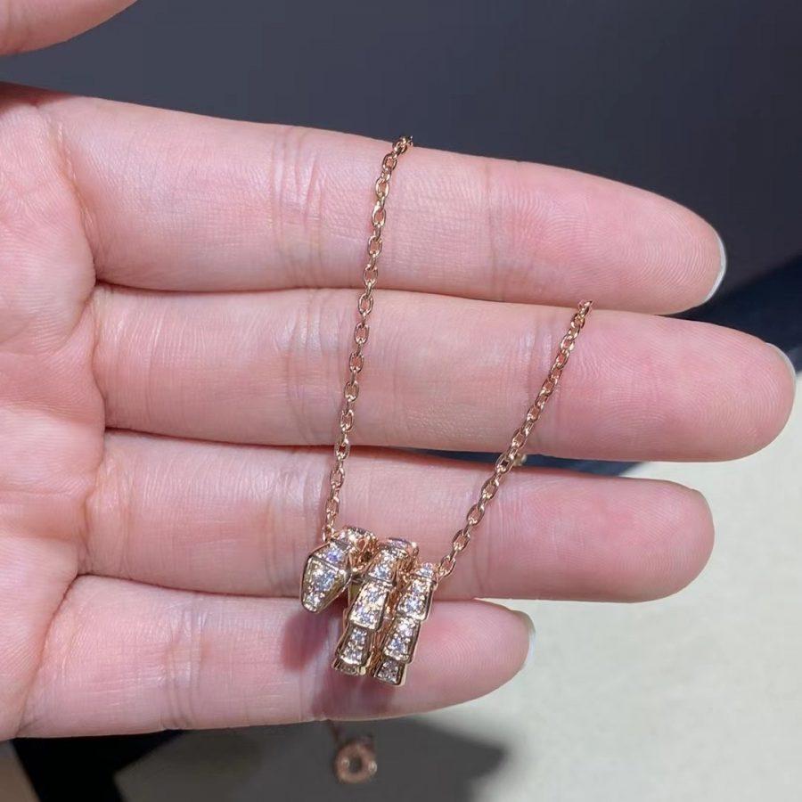 [Angela Jewellery]SERPENTI PINK GOLD NECKLACE DOUBLE RING DIAMOND