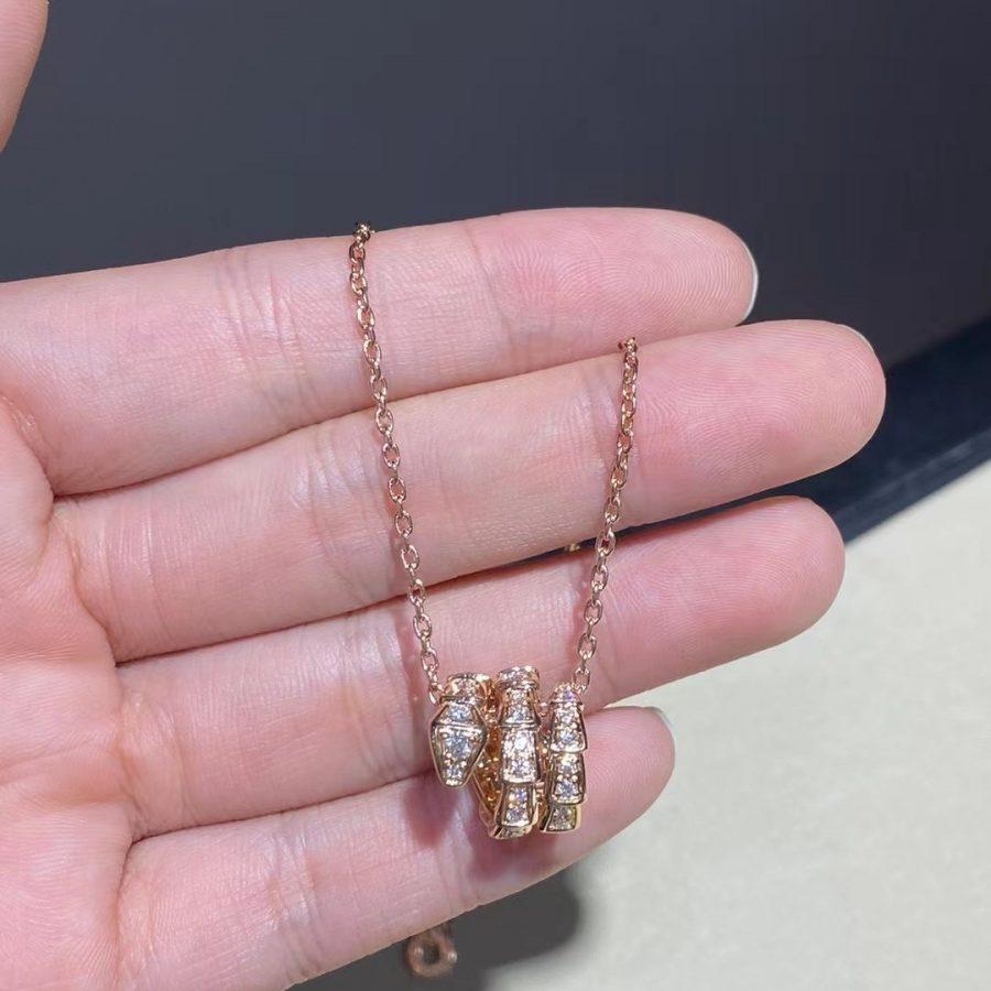 [Angela Jewellery]SERPENTI PINK GOLD NECKLACE DOUBLE RING DIAMOND