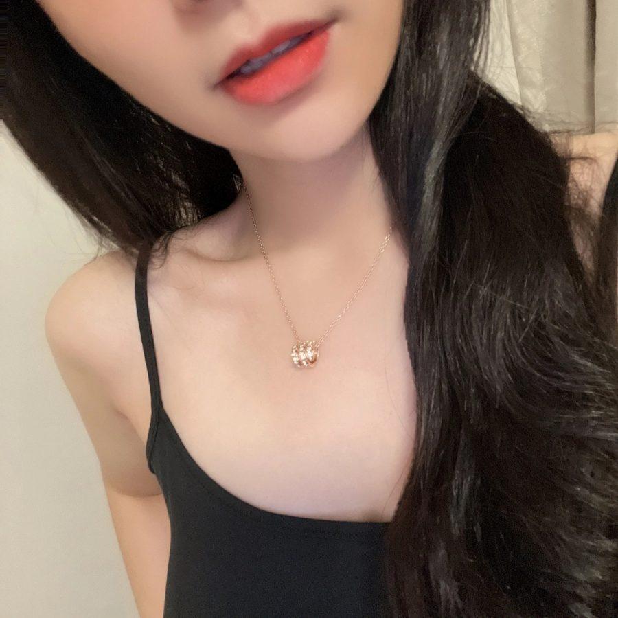 [Angela Jewellery]SERPENTI PINK GOLD NECKLACE DOUBLE RING DIAMOND