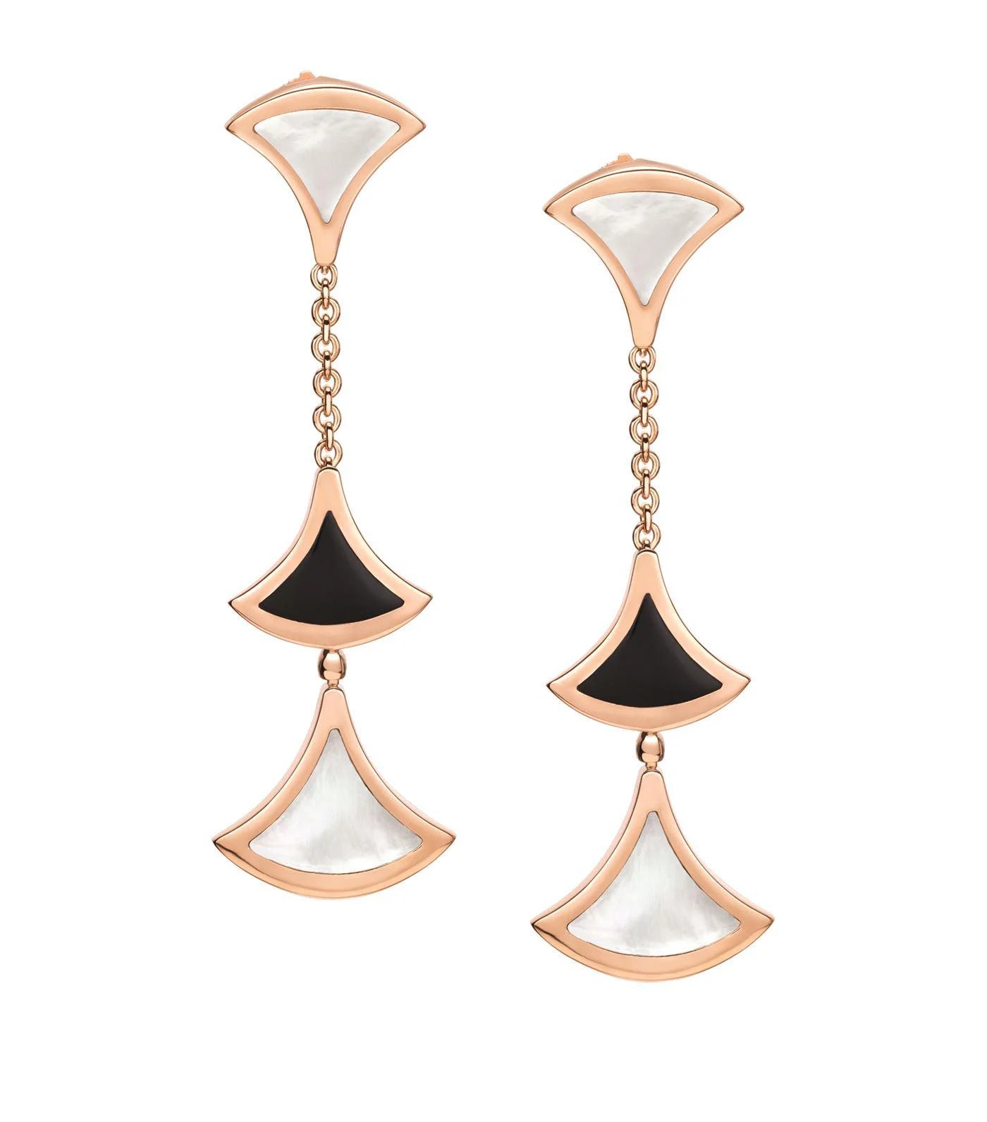 [Angela Jewellery]DREAM EARRINGS 3 MOTIFS ONYX MOP PINK GOLD