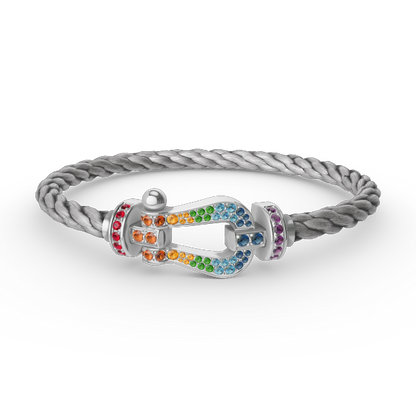 [Angela Jewellery]FORC LARGE HORSESHOE  COLORED DIAMOND BRACELET SILVER