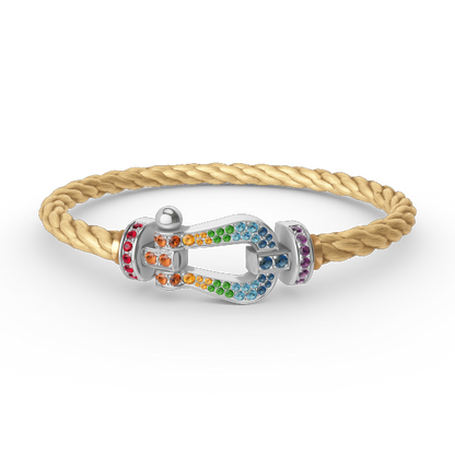 [Angela Jewellery]FORC LARGE HORSESHOE  COLORED DIAMOND BRACELET SILVER