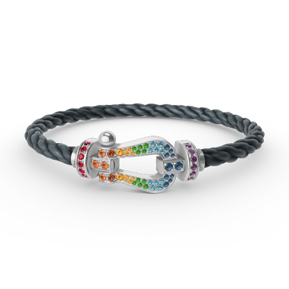 [Angela Jewellery]FORC LARGE HORSESHOE  COLORED DIAMOND BRACELET SILVER
