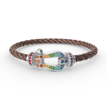 [Angela Jewellery]FORC LARGE HORSESHOE  COLORED DIAMOND BRACELET SILVER