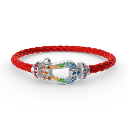 [Angela Jewellery]FORC LARGE HORSESHOE  COLORED DIAMOND BRACELET SILVER