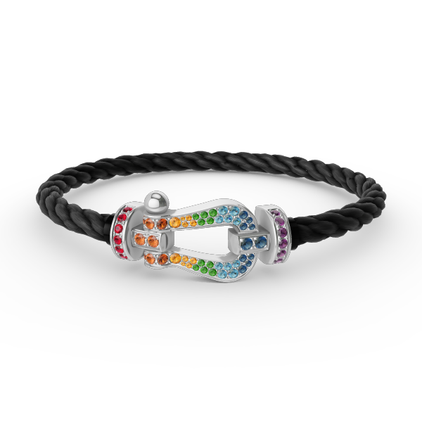 [Angela Jewellery]FORC LARGE HORSESHOE  COLORED DIAMOND BRACELET SILVER