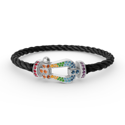 [Angela Jewellery]FORC LARGE HORSESHOE  COLORED DIAMOND BRACELET SILVER