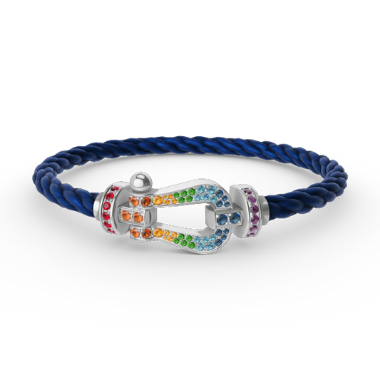 [Angela Jewellery]FORC LARGE HORSESHOE  COLORED DIAMOND BRACELET SILVER