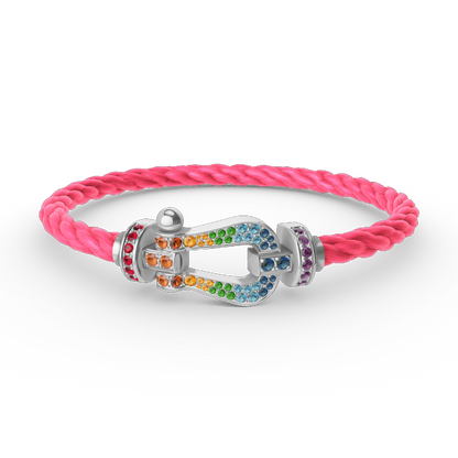 [Angela Jewellery]FORC LARGE HORSESHOE  COLORED DIAMOND BRACELET SILVER