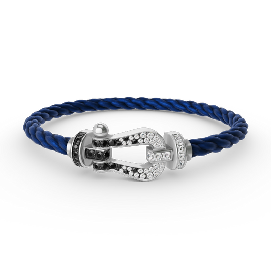 [Angela Jewellery]FORCE LARGE HORSESHOE BLACK WHITE DIAMOND BRACELET SILVER
